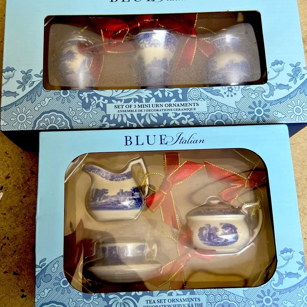 Spode Blue Italian - BNIB - 2 sets of ornaments